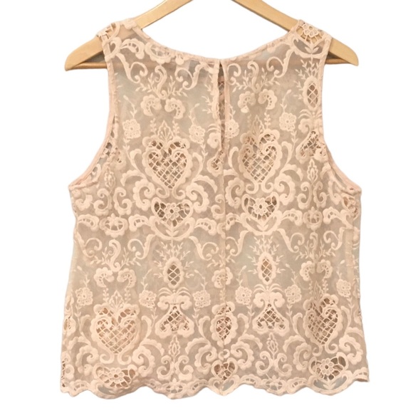 Forever 21 Pink/Rose Lace Summer Tank Top Blouse L - Picture 3 of 4